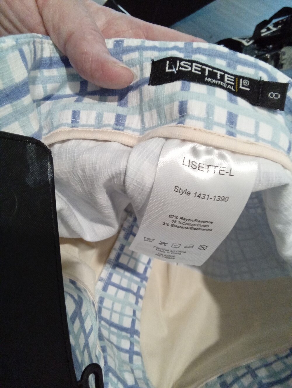 Lisette L Montreal Pastel Blue&White Grid 26" Crop Tummy Control Technology 8&10 - Picture 6 of 13